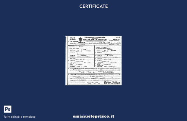 modello di certificato di matrimonio USA Massachusetts in stile verificato nel m